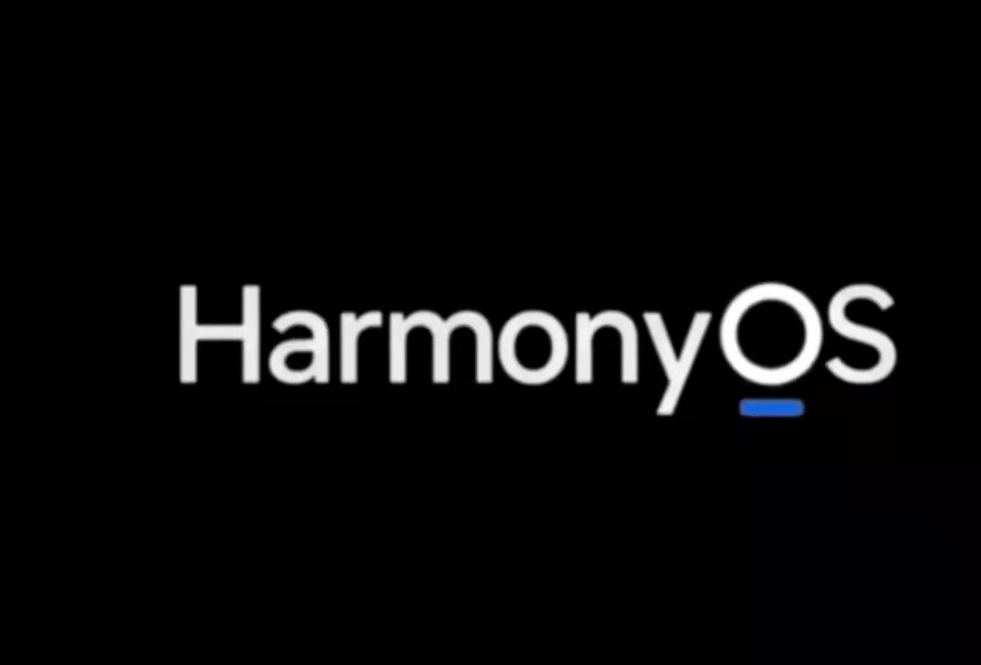 "huawei闪现后,出现了一个大大的"o"字,随着两边字母点亮,harmony os