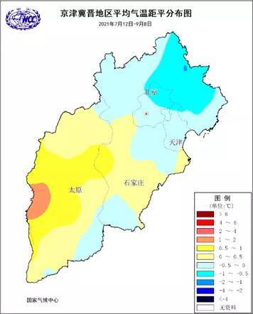 北京,天津,河北中北部等地气温较常年同期偏低,其中北京北部,天津北部