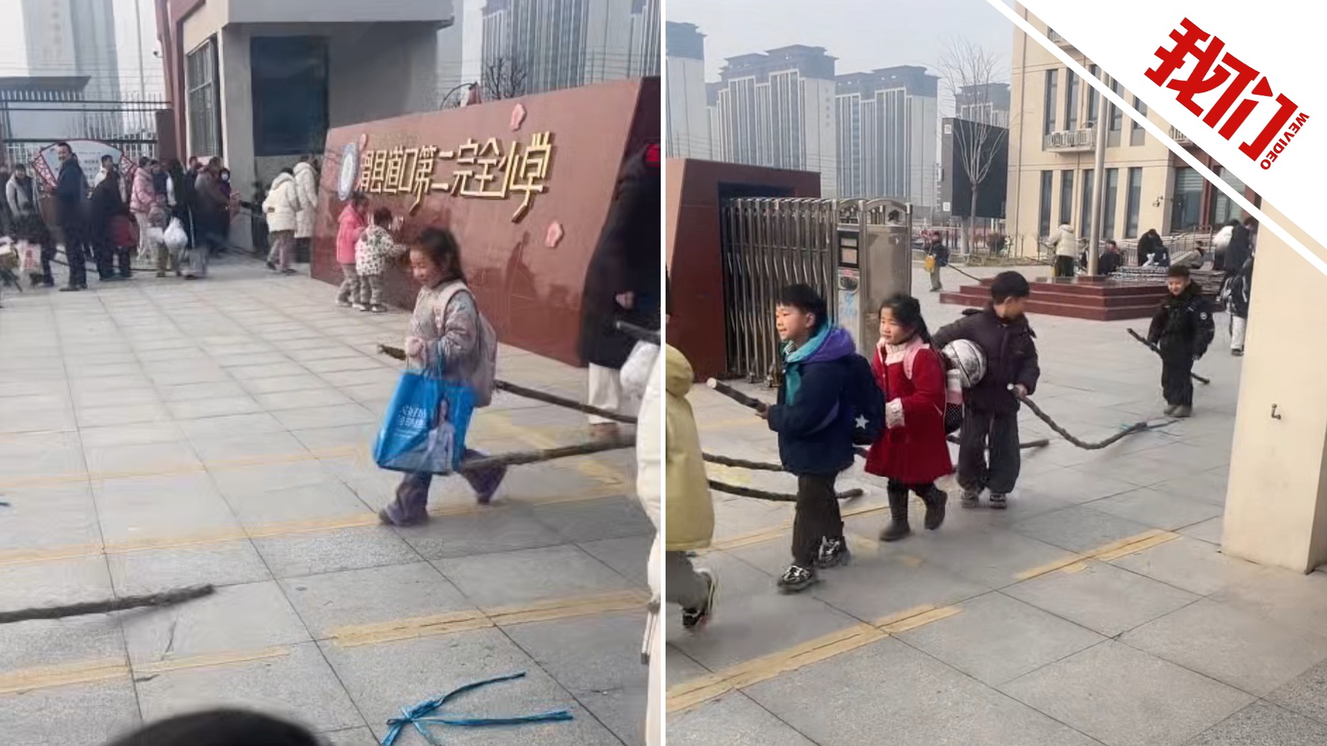 河南滑县一小学放寒假发甘蔗 学校老师：寓意孩子们节节高升