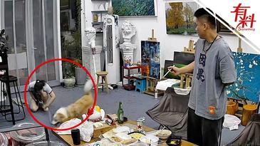 大馋狗拖着它的主人一个“滑跪”冲进老师家，老师瞬间蒙了