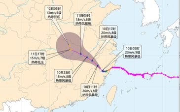 “白海豚”减弱为热带风暴级 浙江安徽等地局地有特大暴雨