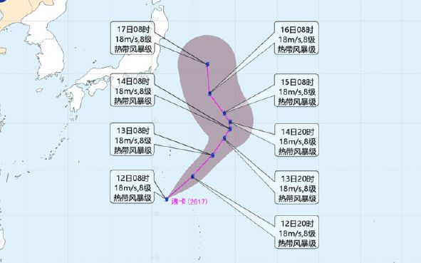 今年第17号台风“浪卡”生成，未来对我国无影响