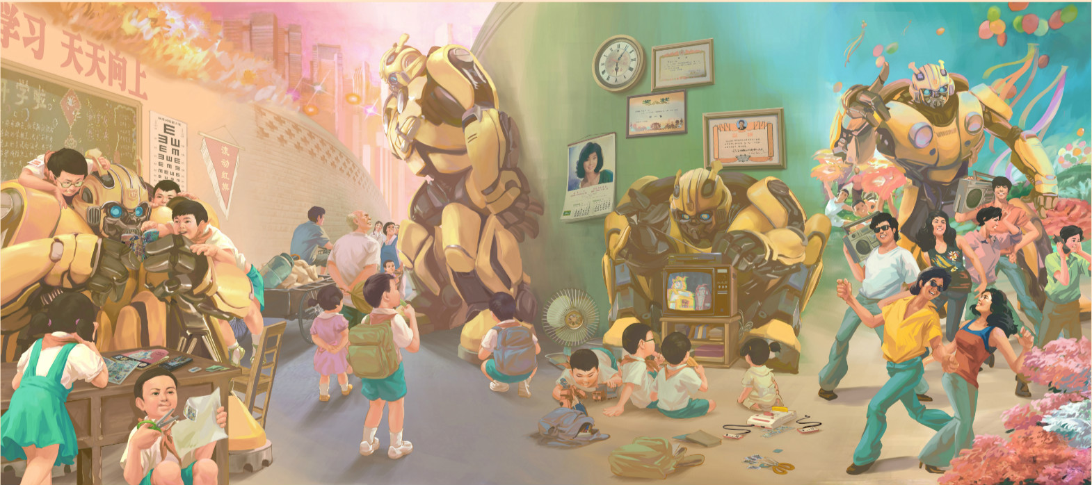 《大黄蜂》为配合中国上映设计的“回忆杀”海报。 片方供图