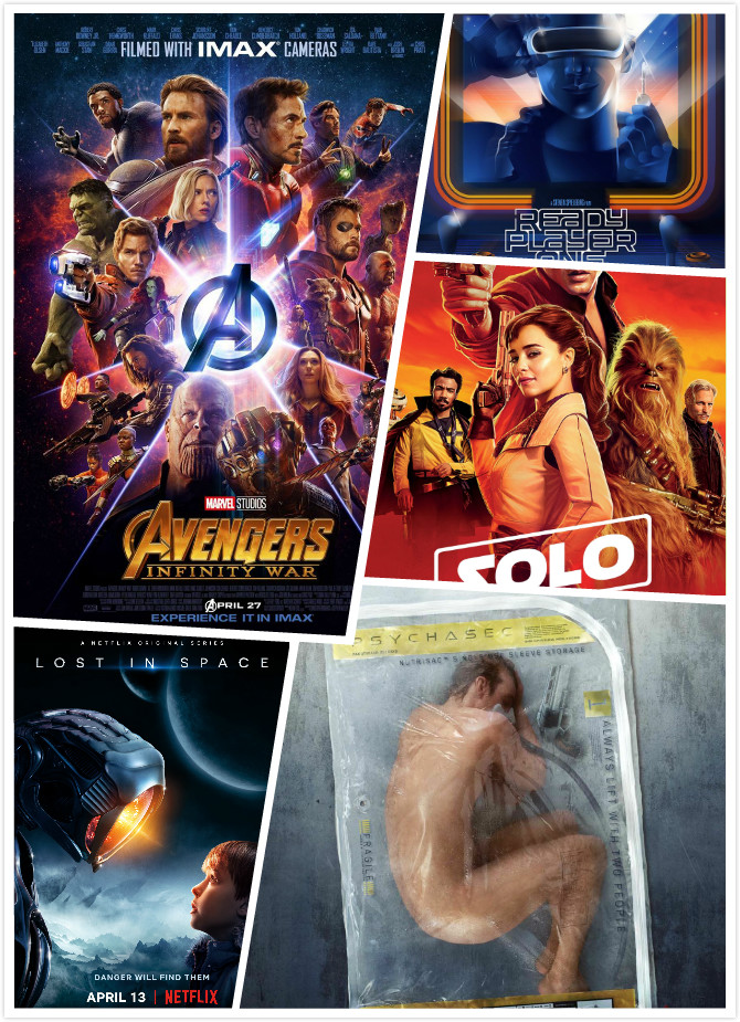 第18届美国视觉效果工会奖提名最多的影片和剧集:《复仇者联盟3》、《头号玩家》、《星球大战外传:游侠索罗》、《迷失太空》、《副本》。