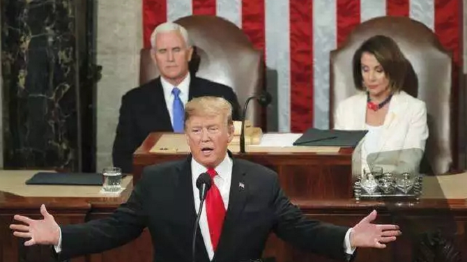 特朗普发表国情咨文。图/视觉中国。