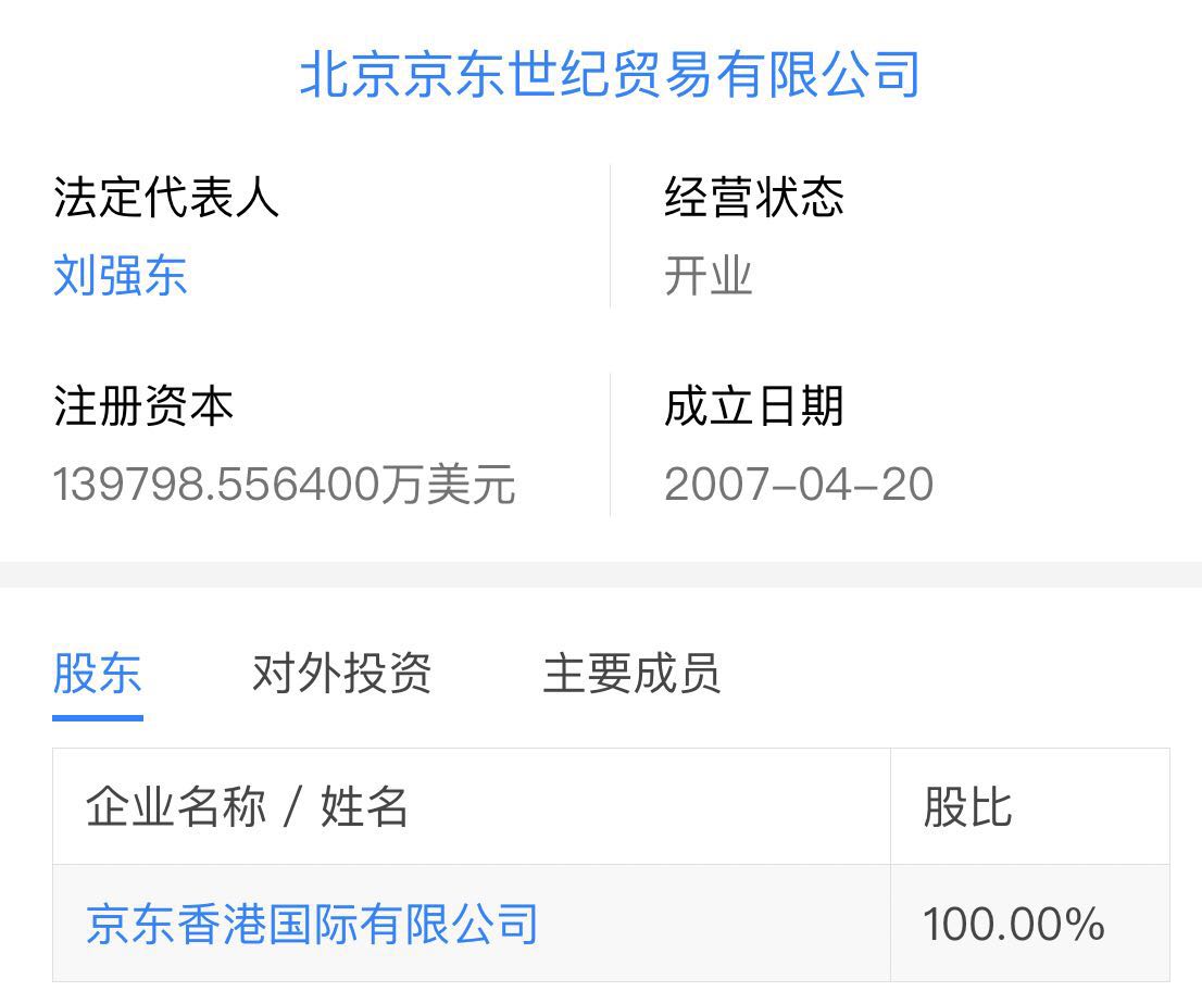 公開信息顯示,京東尚科是北京京東世紀貿易有限公司的全資控股子