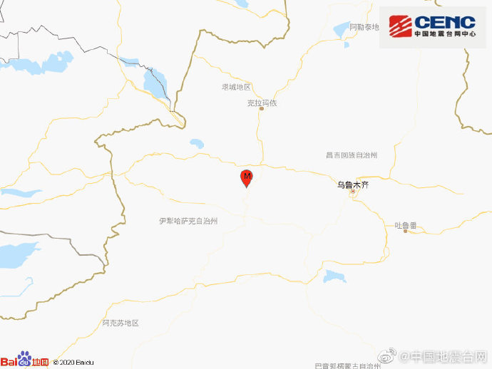 新疆塔城地区乌苏市发生4.2级地震