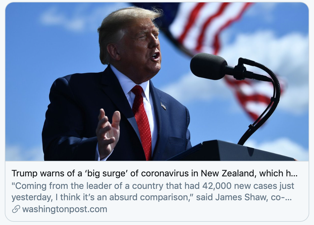 特朗普攻击新西兰疫情反遭群嘲，数据对比表明他又在“犯傻”