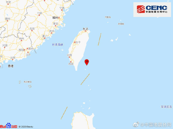 台湾台东县海域发生4.4级地震，震源深度6千米