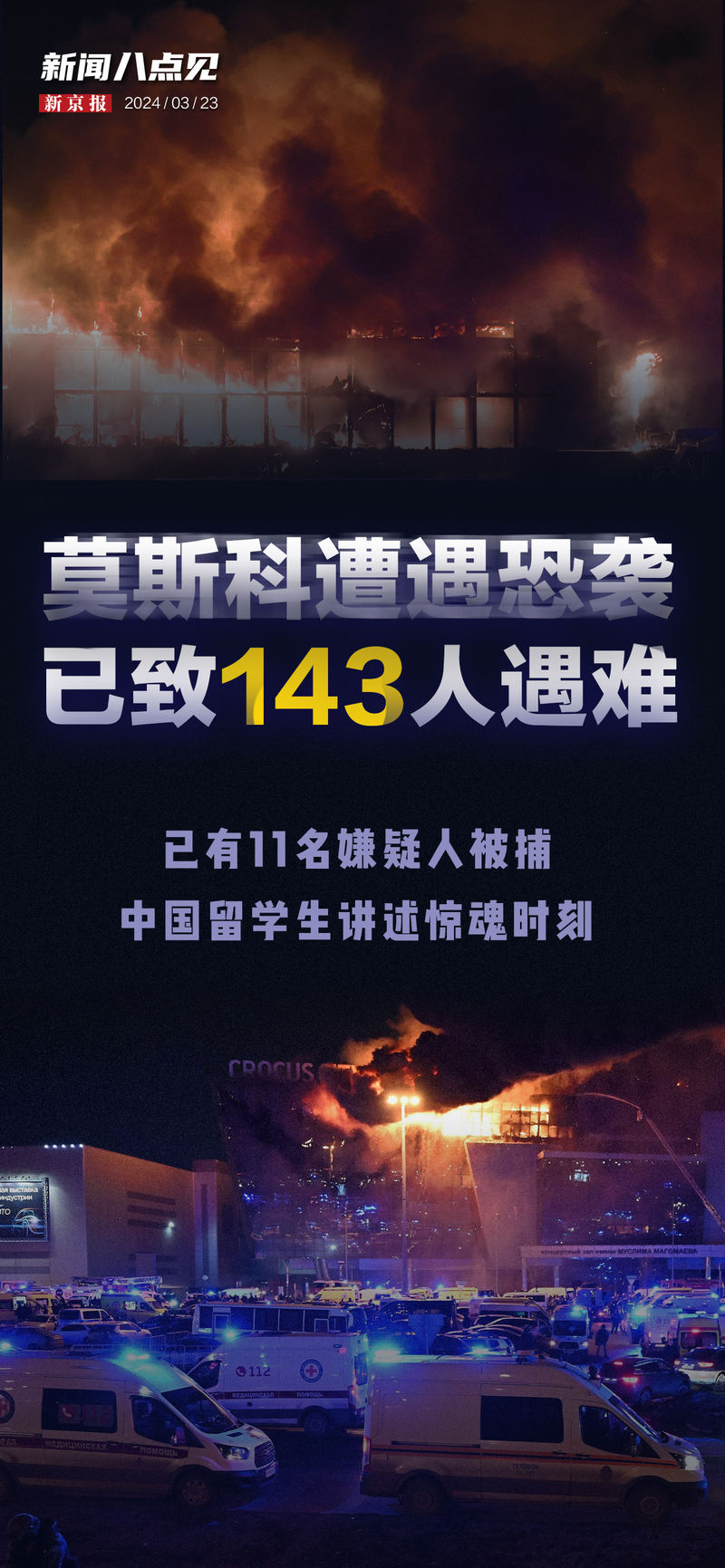 新闻8点见丨莫斯科近郊遭遇恐袭中国留学生讲述惊魂时刻