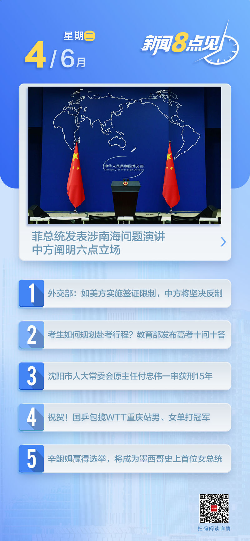 新闻8点见丨教育部发布高考十问十答;国乒包揽男,女单打冠军