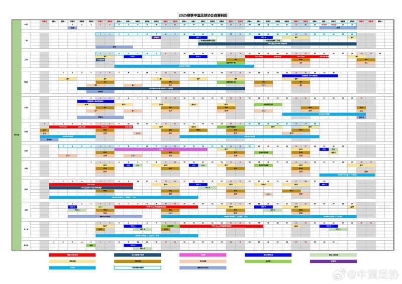 中国足协2025赛季赛历安排_2025赛季中国足球竞赛日历_足协2026赛历:中超3月6日开赛 11月8日结束